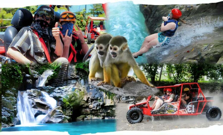 3x1: Monkeyland Damajagua Falls & Buggy Tour Puerto plata - 2-Person Buggy Adventure: rivers, trails, villas, and mountain views