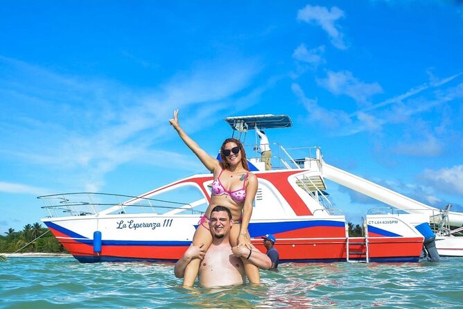 Party boat in Catamaran with Open Bar adults only - The Punta Cana coral reef stop: short snorkeling with included gear