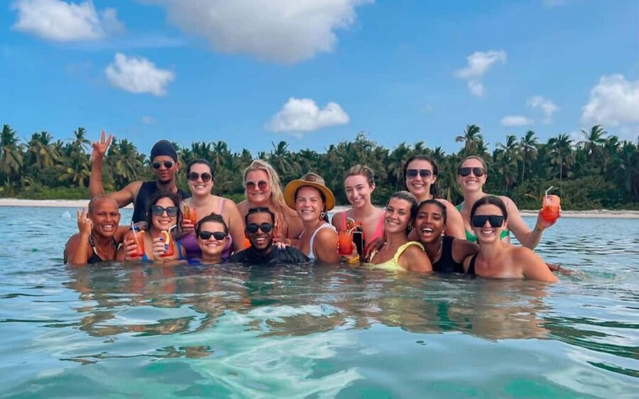 Private Party Boat Tour with Drinks and Snacks in Punta Cana - The floating bar and open drink setup (with a real party vibe)