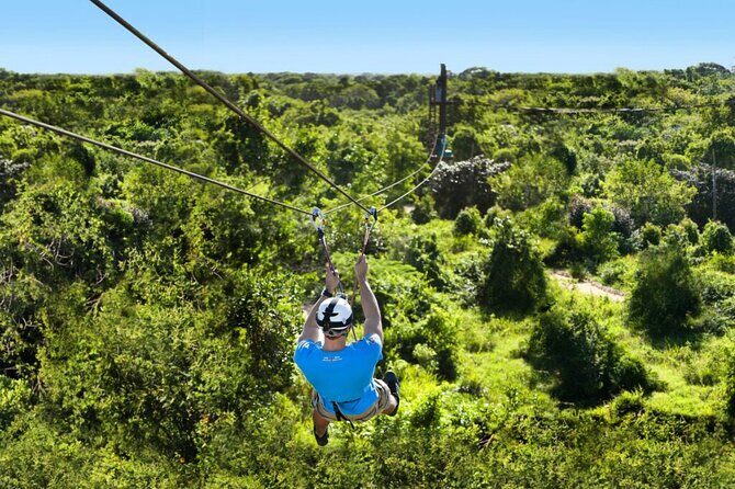 Punta Cana Ziplines, Hanging Bridge, and Waterfall Pool Adventure - The hanging bridge and the Mega Splash water landing