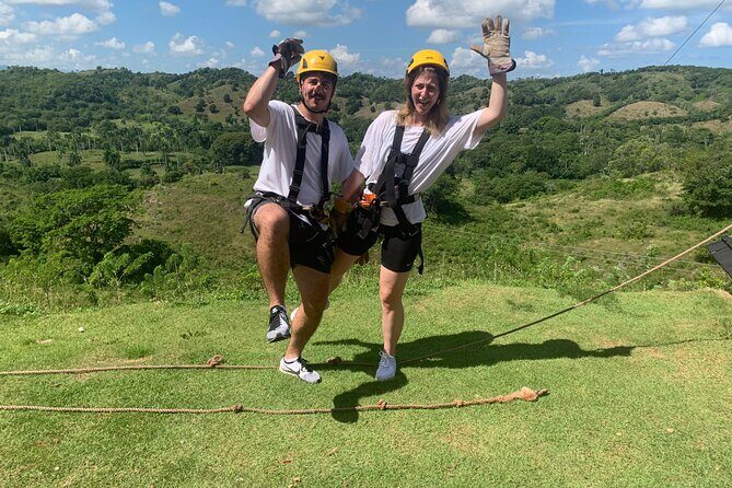Zip line with 7 waterfall - Sliding and jumping down to waterfall #1: the adrenaline section